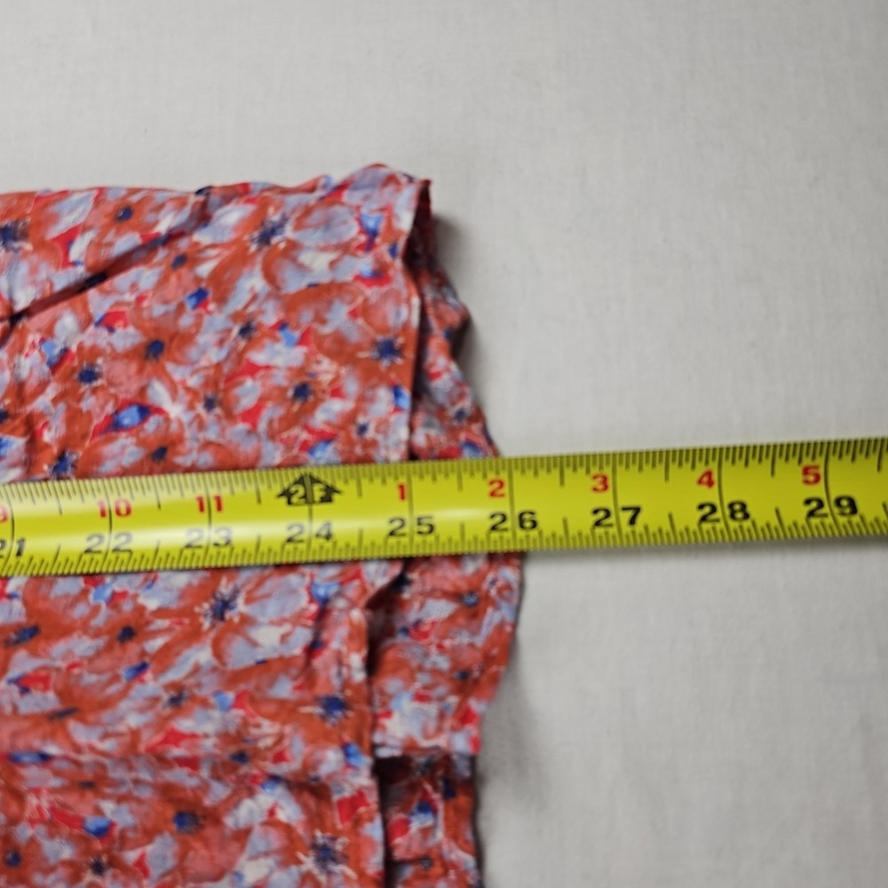Blouse Women's Multicolor Floral  Size L/XL Smocked Boho Short Sleeve Top - Picture 7 of 9